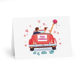 Congratulations on Your Marriage - Just Married - Classic Red Convertible Wedding Card - Perfect for Newlyweds, Anniversary, and Celebrations