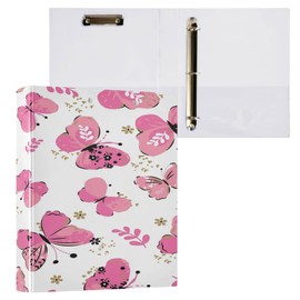 Kcldeci 3 Ring Binder 2 Pack, Cute Girl Butterfly Three Ring Binder with 1 inch Round Ring for Letter Size Paper, Hardcover Binder Organizer for School, Office and Home