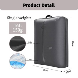 Vacuum Bags for Travel IP67 Waterproof Reusable Compression Storage Space Saver Suitcase Backpack Organizer Lightweight Durable 210D Polyester TPU (GREY)
