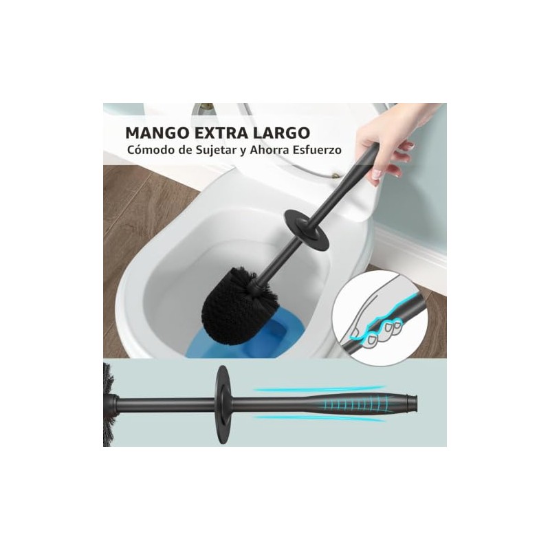 cepillo para polvo de inodoro con mango extra largo, cerdas