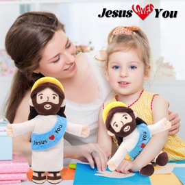 Yelakey Jesus Plush Jesus Stuffed Doll Christian Religious Plushie Toy for Kids Christmas Easter 13"