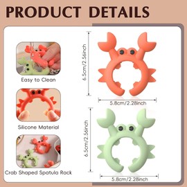 Soporte para cuchara para cocinar, 4 piezas de silicona con forma de cangrejo para ollas, antideslizante, soporte para utensilios de cocina, encimera y encimera (verde, rojo)