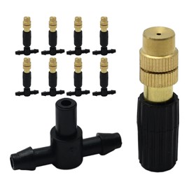 Hoypeyfiy 30Pcs Brass Misting Nozzles, 4/7 Inches Adjustable Copper Atomizing Nozzle, Three-way Connector Drip Irrigation Cooling Irrigation Equipment for Outdoor Garden Greenhouse Patio