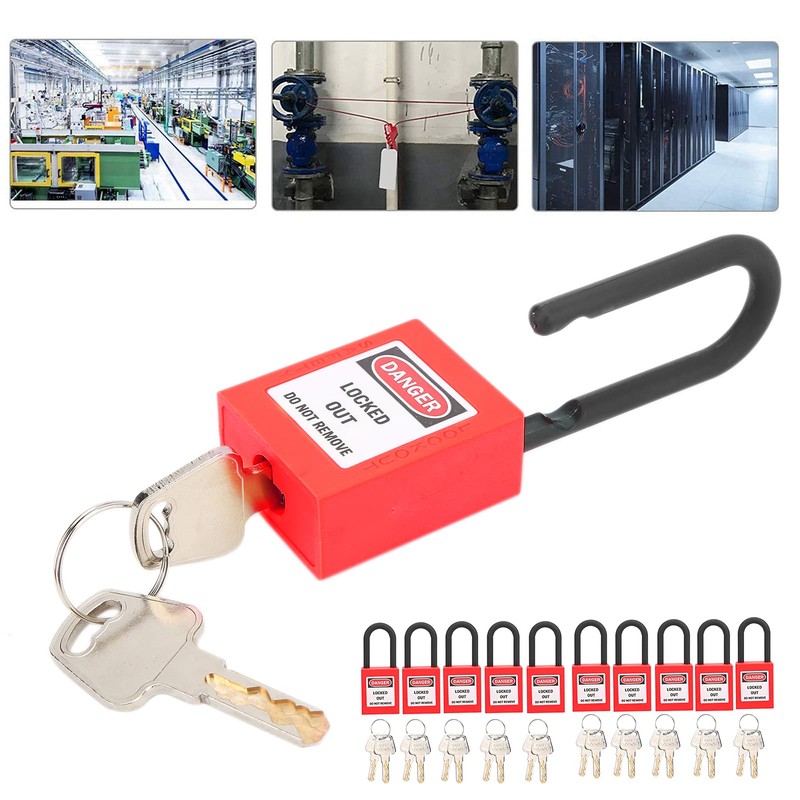 Lockout Lock 38mm, 10 Sets Lockout Tagout Padlock Security Tool