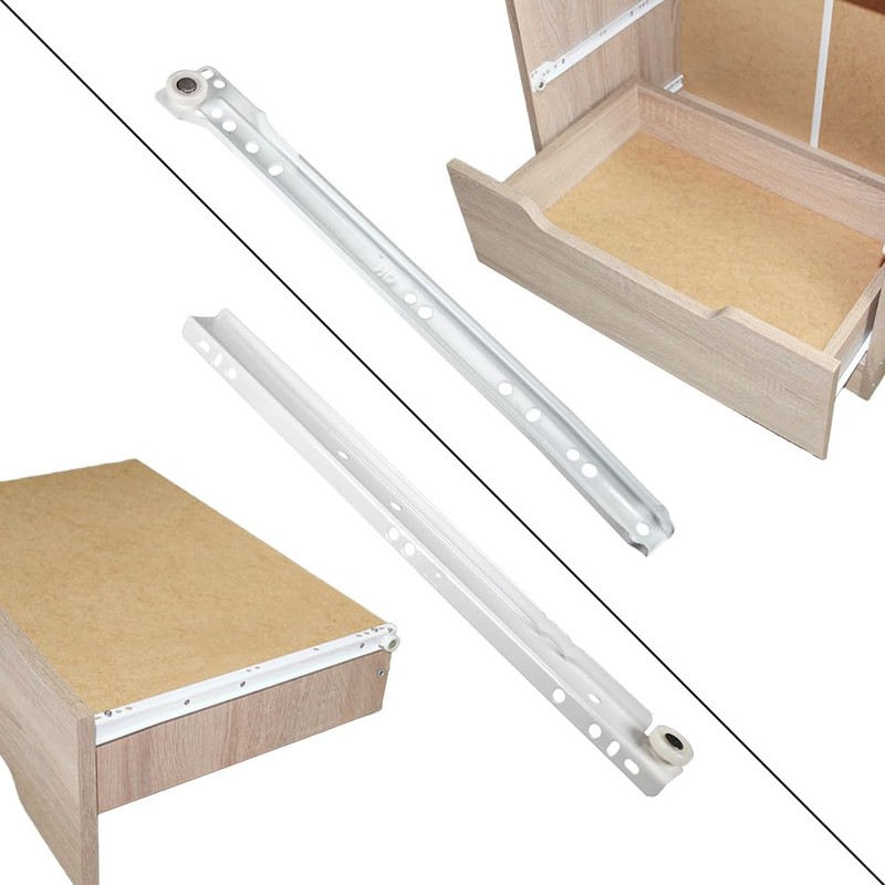 DBOO 2 Pairs Powder-Coated Heavy Duty Drawer Runners with Nylon