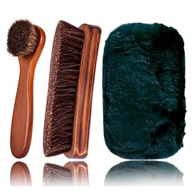 Shoe Brush Set, KY-Tech 2pcs Premium Soft Shoe Brush Shoe Shine Brush for Buffing Polishing, Horse Hair Brush Shoe Cleaning Brushes for Boots, Shoes, Car Seats, Sofas, Bags Great