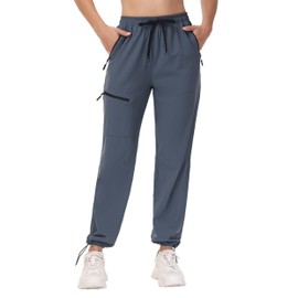 Womens Cargo Hiking Pants Workout Travel Golf Athletic Joggers Pant with Pockets Lightweight Quick Dry Water Resistant Camping Bottoms Casual Lounge Trousers Trendy Clothes Outfits 29" Deep Grey M