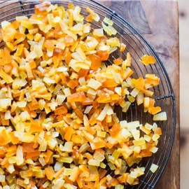 Cut Mixed Peel 500g - (4x4mm) - Candied Orange & Lemon Peels, Zesty & Sweet Citrus Blend, for Baking, Fruitcakes, Hot Cross Buns, Desserts & Marmalades more