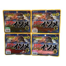 マルキュー(MARUKYU)パワーイソメ (太) 青・茶・赤・桜イソメ 4個セット