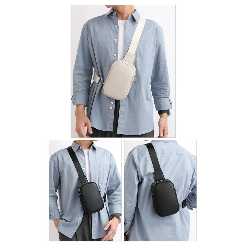 Cenvins Cowhide Leather One Shoulder Men's Women's Shoulder Crossbody Chest