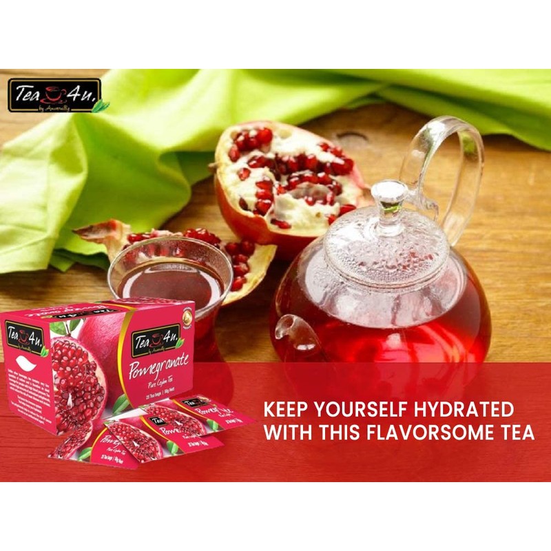 Tea4U Flavored Black Ceylon TeaBags (Pomegranate) - Ideal Quality from
