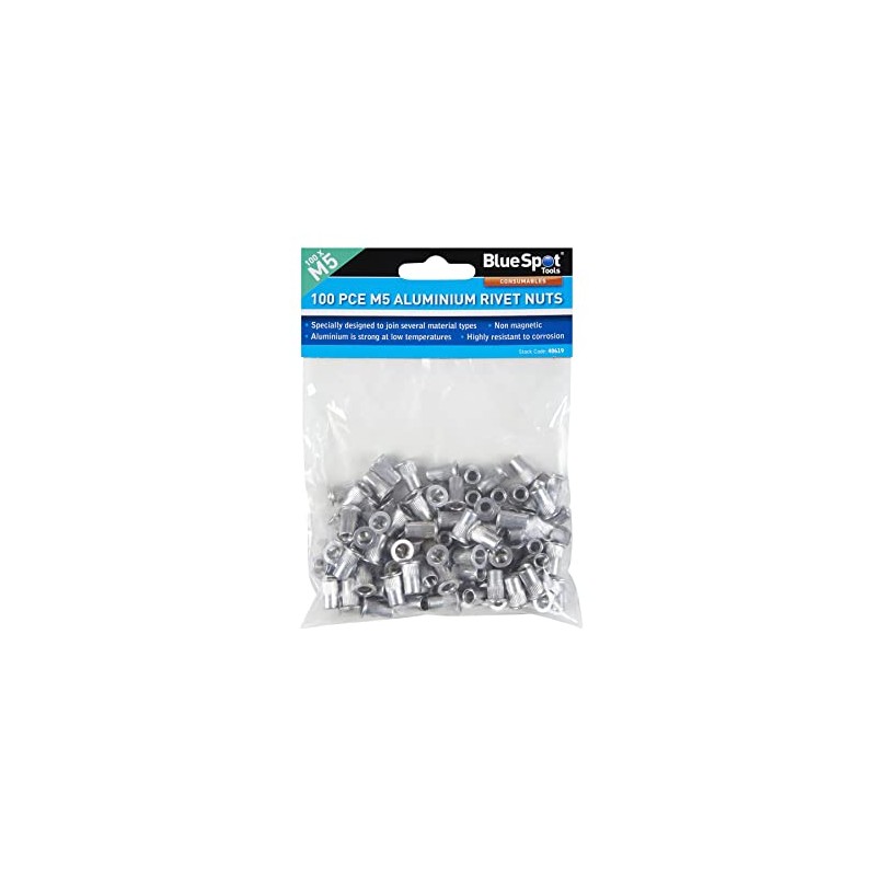 Blue Spot Tools 100 PCE M5 Aluminium Rivet Nuts