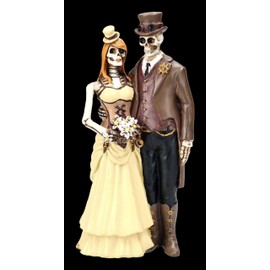 Gothic Skeleton Bride and Groom Figurine - Steampunk - I Do | Decorative Figurine, Hand Painted
