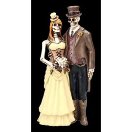 Gothic Skeleton Bride and Groom Figurine - Steampunk - I Do | Decorative Figurine, Hand Painted