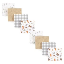 Hudson Baby Unisex Baby Cotton Flannel Receiving Blankets Bundle Set, Woodland, One Size