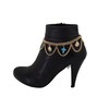 Women Weekend Fashion Boot Bracelet Gold Metal Chain Shoe Turquoise