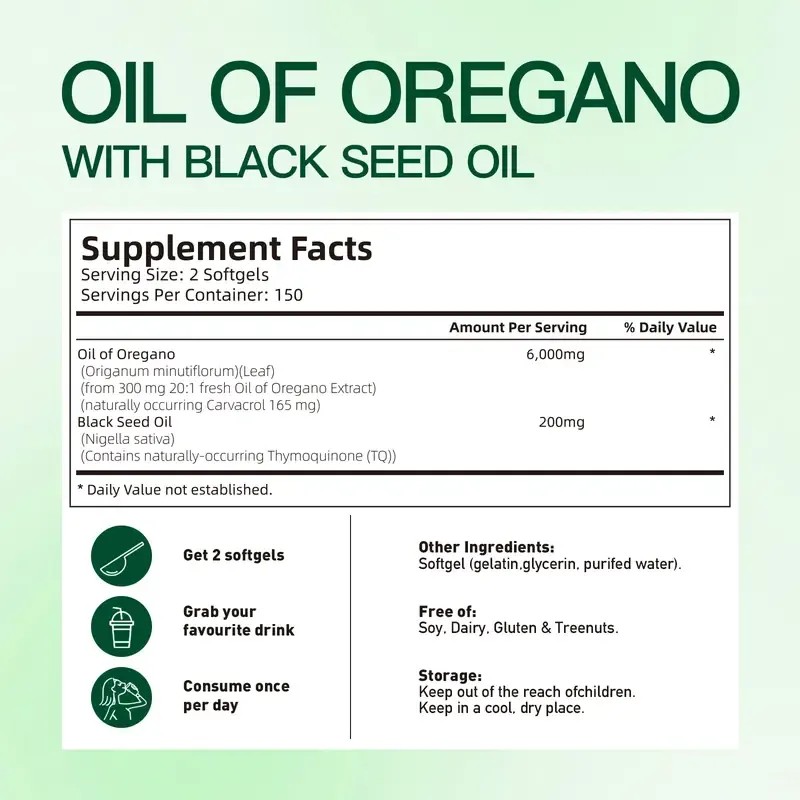 Oil of Oregano with Black Seed Oil 300 Capsules |