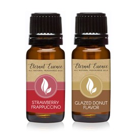 Eternal Essence Oils 2 Pack 10ml All Natural Fragrance Oil - Strawberry Frapuccino & Glazed Donut - for Candle, Soap Making, Aromatherapy, Diffusers, Home Care, & Humidifiers