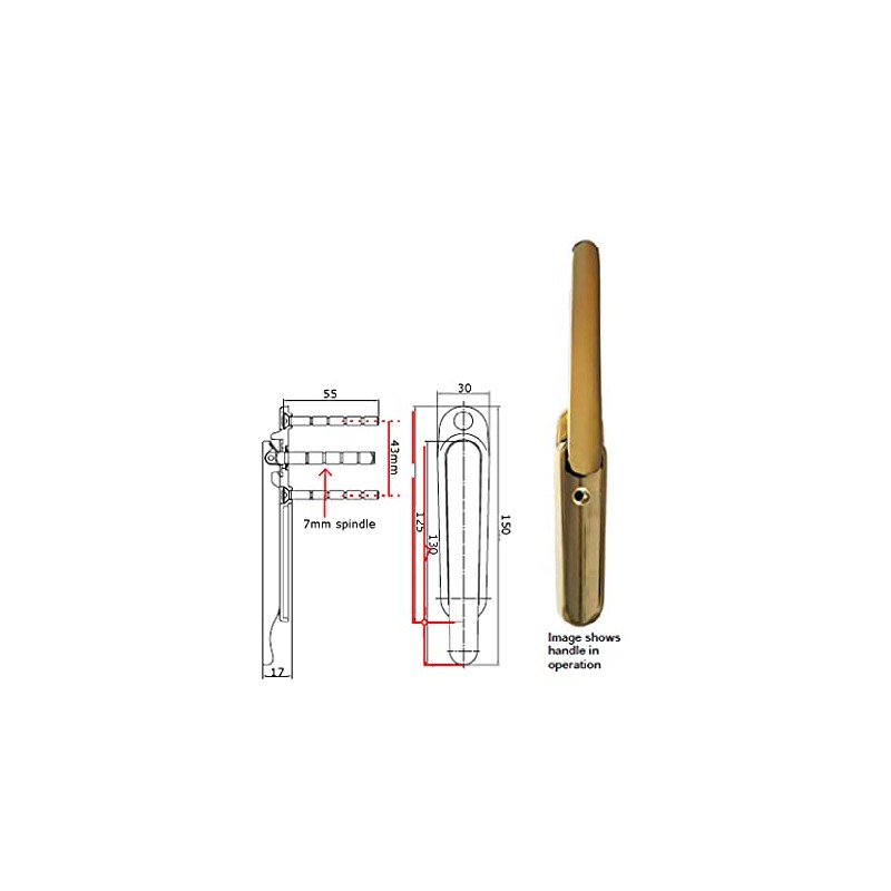 Gardinia Bi-Fold Lift & Turn Operated Door Handle Slim Clearline