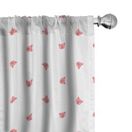 Lunarable Cerdo Cortina de Microfibra, Los Animales en Cría de Hayfield, Window Treatments 2 Panel Set for Living Room Bedroom Decor, 56" x 63", Blanco Claro Rosa Coral