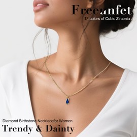 Freeunfet September Birthstone Necklace for Women, 14K Gold Plated Necklace Dainty Cubic Zirconia Pendant, Friendship Birthday Gifts Jewelry for Women