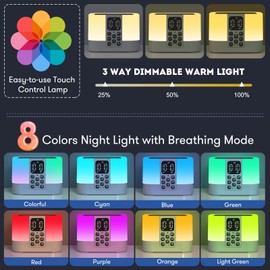 Gifts for Teen Boys Girls, Night Light Bluetooth Speaker, Multi-Color Changing Alarm Clock for Bedrooms, Dimmable Bedside Lamp, Best Birthday Gift Trendy Stuff for 8 - 14+ Years Old Teenage Girls Boys