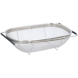 Stainless Steel Colander for Sink Drainer Extendible with Handles 33 x 23.5 x 10 cm Sink Strainer Kitchen Sink Strainer Pasta Strainer Household Strainer Silver
