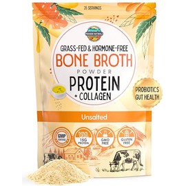 paradise Naturals Caldo de Hueso de Res Orgánico En Polvo, 100 % Alimentado Con Pasto, Probióticos, Colágeno, 15 G de Proteína, Sin Omg, Bajo En Sodio, para La Salud Intestinal, Paleo, Keto, Sin Glute