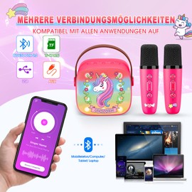 Dislocati Girls' Gifts 3-12 Years, Karaoke Machine with 2 Children's Microphones, Bluetooth Girls Toy, 3-12 Years, Microphone Bluetooth Children's Gifts for Girls, Karaoke Microphone Children