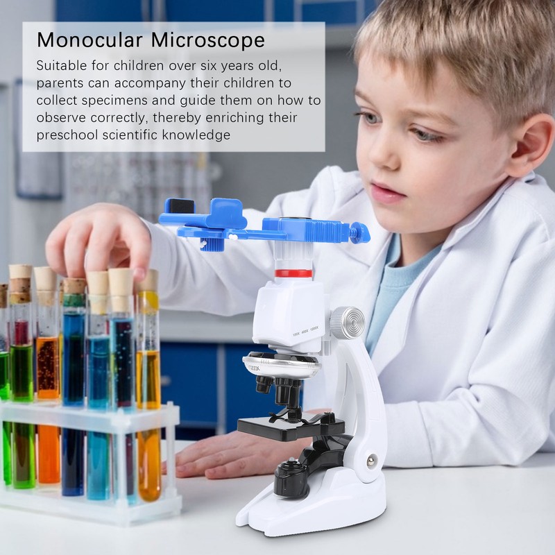 Children Monocular Microscope 1200X Magnification Science Kits Educational Accessory L