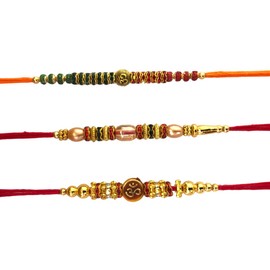 SLNDOKTG Set of 3 Premium Rakhi Set Rakhi for Brother and Bhabhi Rakhi Bracelet Rakhi Thread Rakhee for Brother Raksha Bandhan Bracelet Thread Bracelet Wrist bands for Loving Brother Sister