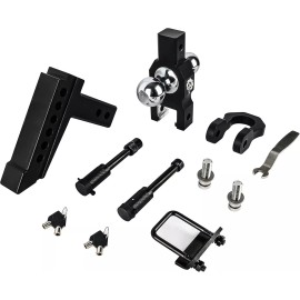 AUH Adjustable Trailer Hitch 8" Drop 2" Receiver Alloy Steel Hitch with Shackle