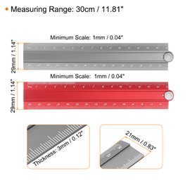 sourcing map 2pcs Folding Straight Rulers 30cm Metric Aluminum Alloy Protractor Digital Angle Ruler Geometric Measuring Tool with Angle Line for Architects Artists Office, 2 Colors