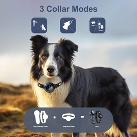 MEIJIEM 2 in 1 Dog Training Collar and Dog Bark Collar,Smart Anti Bark Collar with 3 Training Modes & 3300FT Remote for All Breeds IP67 Waterproof Rechargeable Receiver Dog E Collar
