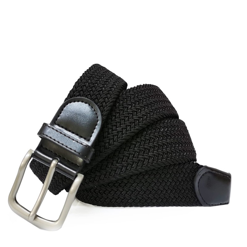 Gloop unisex elastic leather braided stretch belt; stretchable fabric; leather