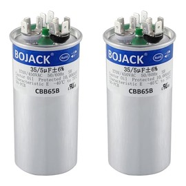BOJACK 2 unidades de 35+5uF 35 5 MFD ± 6% 370V/440V CBB65 Dual Run Condensador de arranque circular para motor de CA o arranque de ventilador o condensador recto