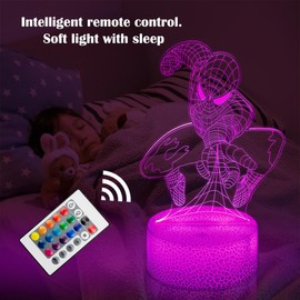 GOODDEYUN Kids Toys 3D Night Light,Superhero Christmas Gift Birthday 3D Illusion Lamp for Kid Girl Boy Room Decor, 16 Colors Remote Control