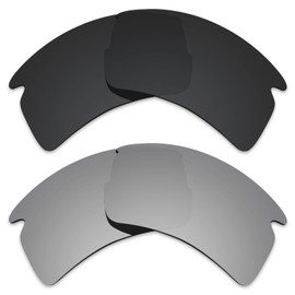Alphax 2 Pair Polarized Replacement Lenses for Oakley Flak 2.0 XL OO9188 - Black+Titanium