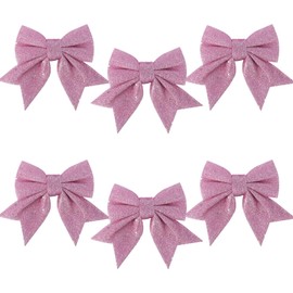 Skystuff 6Pcs Christmas Bows for Tree, Pink Bows Christmas Bows Christmas Tree Decorations Gift Bows for Presents Christmas Tree Fireplace Wreath Garland Party Supplies(4.72x5.9inches)
