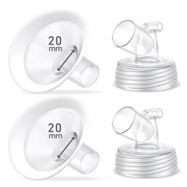 2 Packs 20mm Flange Set, Updated Soft Rim Shield and Wide Mouth Base Connector Pump Parts for Spectra S2 Spectra S1 9 Plus Breastpumps Accessories, 106 Degree Wider Opening Angel