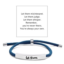Xeyau Blue Friendship Bracelet for Women Let Them Bracelets Self Worth Motivational Engraving Bracelets To Sorority Sisters Best Friends Inspirational Friendship Bracelets (Blue)