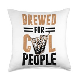 Brewed for Cool People Iced Coffee Lover Cold Brew Caffeine Throw Pillow