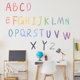 Uppercase Alphabet Letter Kids Wall Stickers,Rainbow Uppercase Letters Decor,Peel and Stick Educational Learning Wall Decor,for Kids Bedroom Nursery Playroom Classroom Library Reading Corner Decor