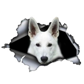 Car Stickers 18 cm White German Shepherd Car Sticker White German Shepherd Sticker Pet Dog Ripped Sticker Reflective Waterproof Car Sticker Bumper Rear Window Decor
