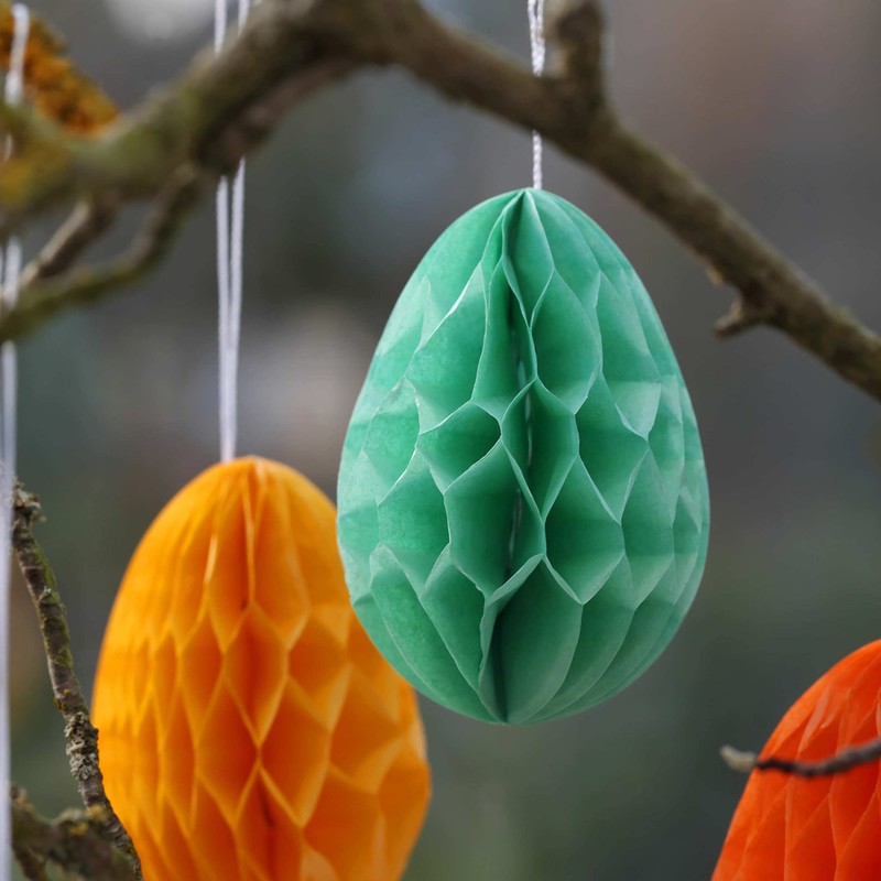 12 Easter eggs made of tissue paper for hanging and