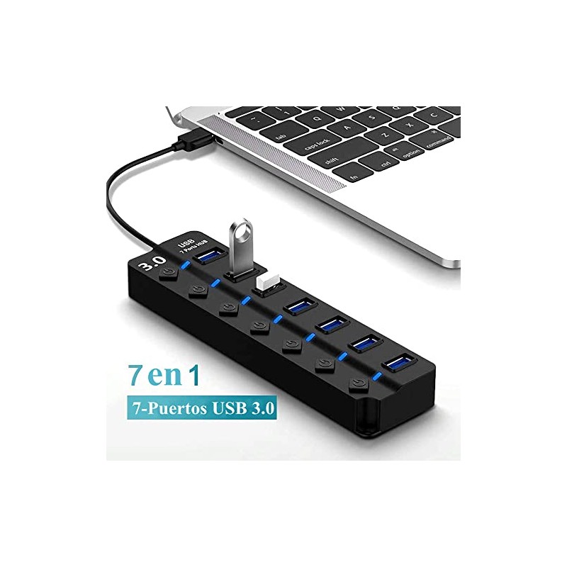 Yostyle Hub USB 3.0, 7 Puertos Multi USB 3.0 Hub