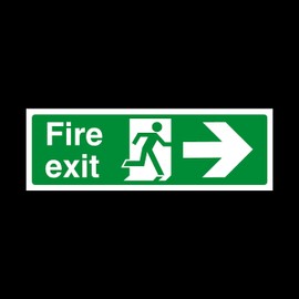100x Fire Exit Arrow Right Sign 300mm x 100mm - Plastic Sign