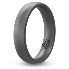 Knot Theory Anillo de silicona de ajuste cómodo, 4 mm, plata oscura, talla 7