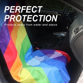 Zinytrae Sweat Towel Car Seat Cover Protector Front Seats for Gym Workout, Running, Swimming, Beach and Hiking, Waterproof Universal Seat Cover for Car, Truck, Van & SUV (Rainbow, 1pcs Front Seat)