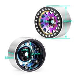 Runup 1.9 Inch 12 mm Hexagonal Beadlock Wheel Rim 4pcs Aluminium Wheel Hubs for 1/10 RC Crawler Axial Scx10 TRX4 TRX6 Redcat Gen7 Gen8 D90 VS4-10 (35 mm)